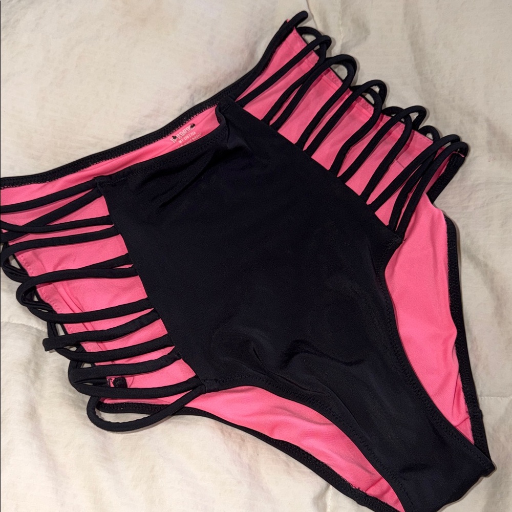 Victoria’s Secret /Pink swim, bikini, bottoms.Black and Pink - Picture 2 of 5